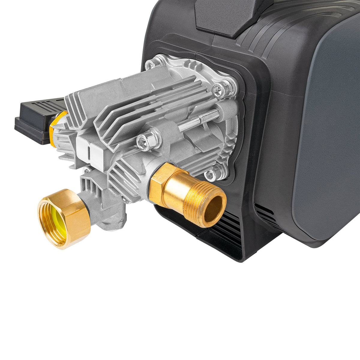 closeup view of pressure washer pump
