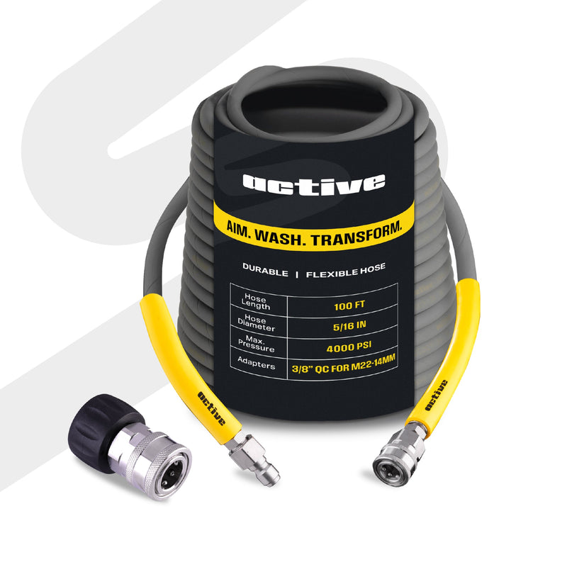 Active™ 100’ Pressure Washer Extension Hose – 5/16 Steel Braided